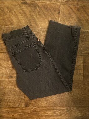 Madewell The Perfect Vintage Wide-Leg Crop Jeans Washed Black 26